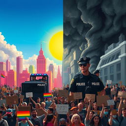 A conceptual art piece that symbolizes the intersections of pinkwashing, police violence, and terrorism