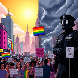 A conceptual art piece that symbolizes the intersections of pinkwashing, police violence, and terrorism