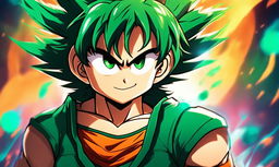 Midoriya Izuku from My Hero Academia reimagined in Dragonball style