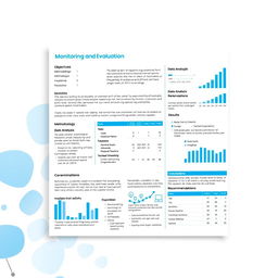 A detailed report layout showcasing Monitoring and Evaluation activities