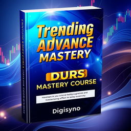 A dynamic and eye-catching book cover for the investment book titled "Trending Advance Mastery Course" by Digisyno