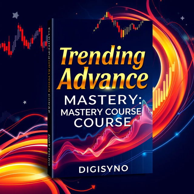 A dynamic and eye-catching book cover for the investment book titled "Trending Advance Mastery Course" by Digisyno