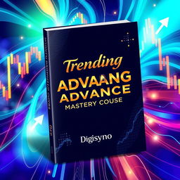 A dynamic and eye-catching book cover for the investment book titled "Trending Advance Mastery Course" by Digisyno