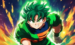 Midoriya Izuku from My Hero Academia reimagined in Dragonball Z style