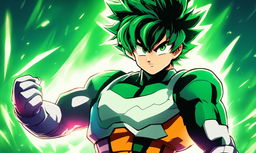 Midoriya Izuku from My Hero Academia reimagined in Dragonball Z style