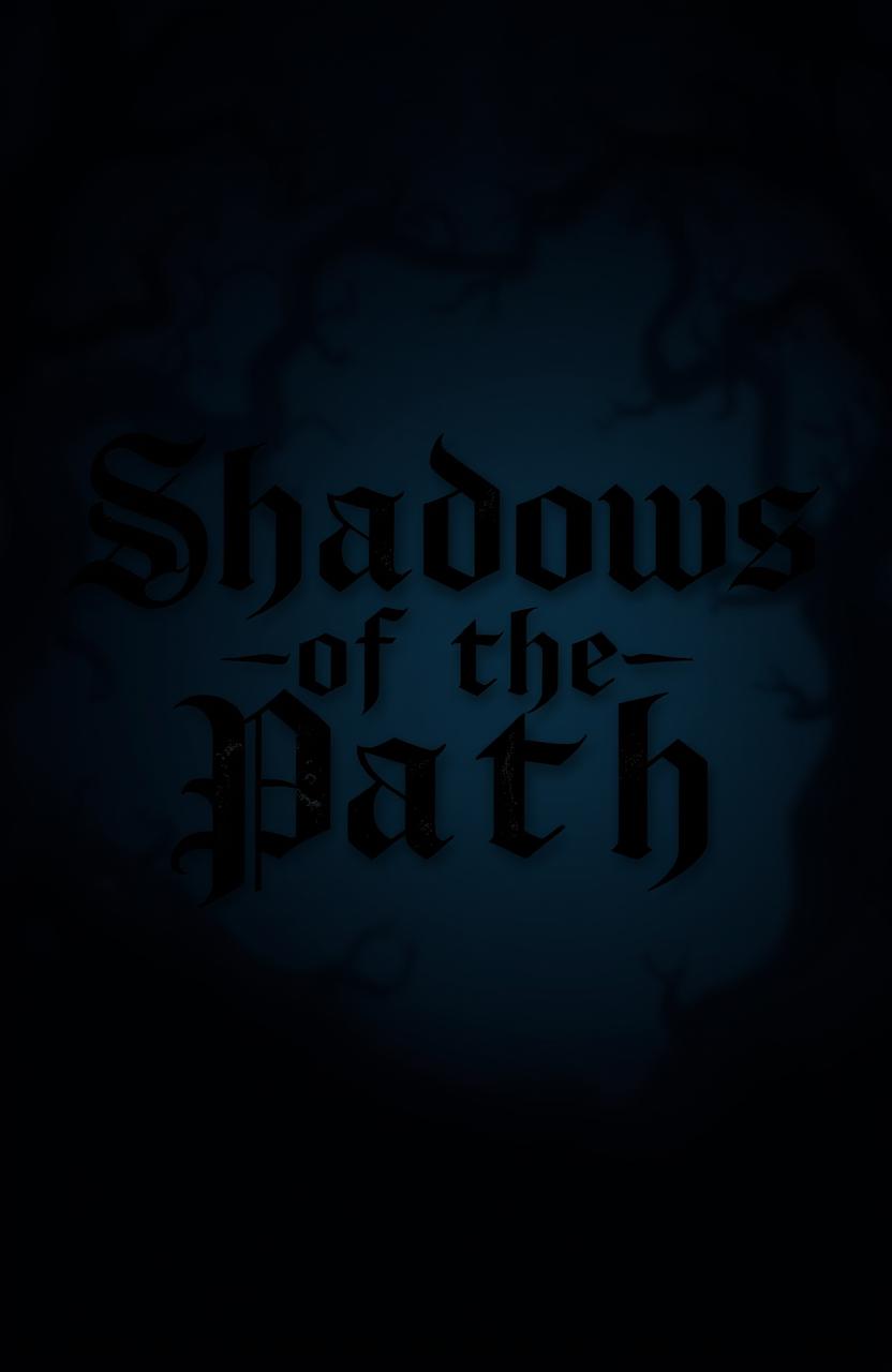 A dark and mysterious typography design for the title "Shadows of the Path", featuring a thriller/mystery theme