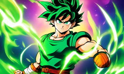 Midoriya Izuku from My Hero Academia reimagined in Dragonball Z style