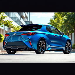 A futuristic 2025 Toyota Corolla pickup, showcasing a sleek and modern design with aerodynamic lines