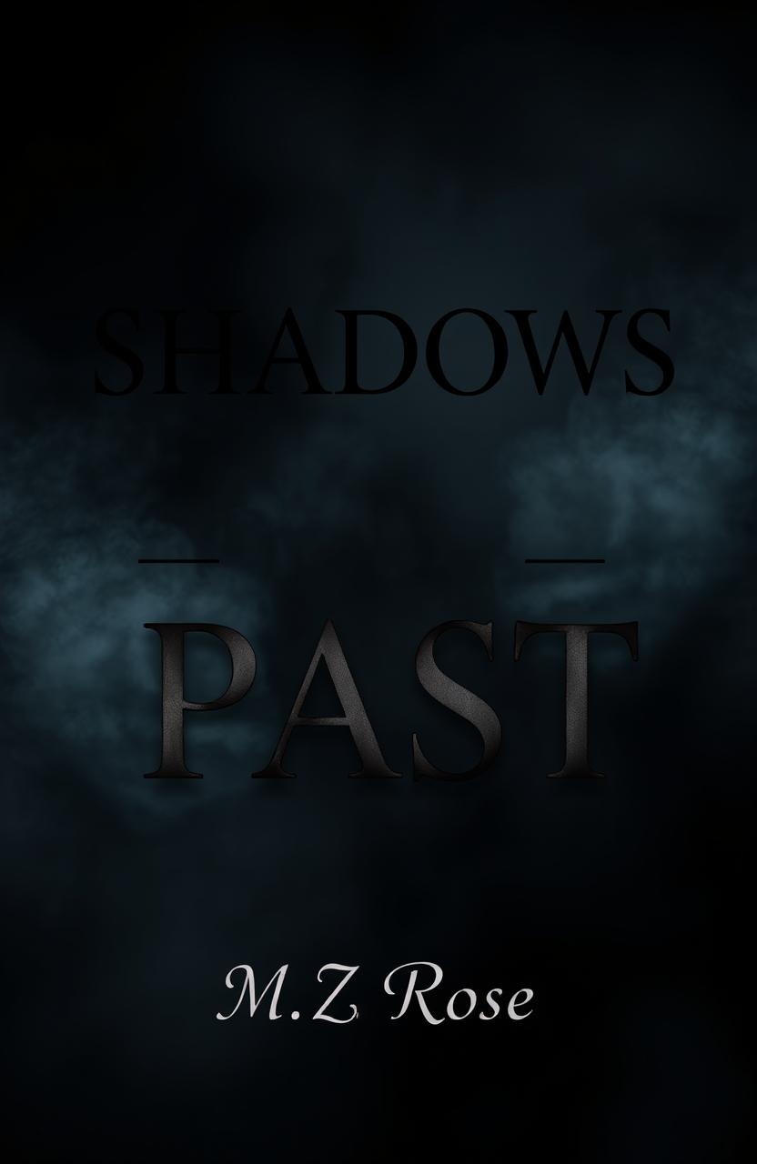 An eerie book cover design featuring the title "Shadows of the Past" in a dark, mysterious font that embodies the thriller/mystery theme