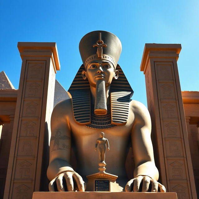 A majestic statue of Ramses II, showcasing his powerful and regal presence