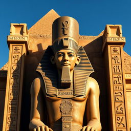 A majestic statue of Ramses II, showcasing his powerful and regal presence