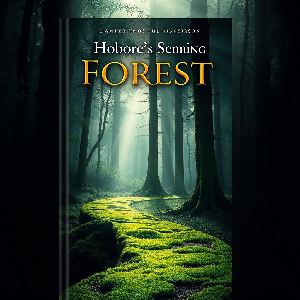 A creative and captivating book cover design, featuring a mysterious forest scene