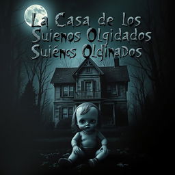 A chilling poster featuring an eerie, dilapidated house surrounded by a dark forest, with ominous shadows creeping around