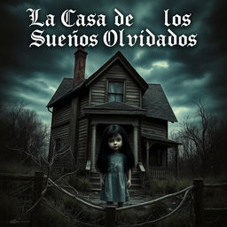 A hauntingly beautiful poster featuring a spooky, dilapidated house set against a dark, ominous sky