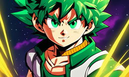 Midoriya Izuku from My Hero Academia reimagined in Dragonball Super style