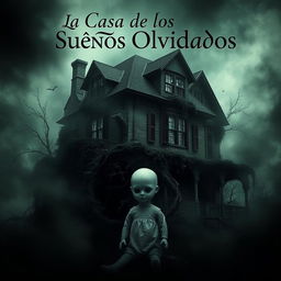 A hauntingly beautiful poster featuring an eerie house surrounded by a dark, misty atmosphere