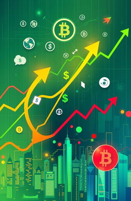 An abstract representation of economics, illustrating concepts like supply and demand, currency flow, and market forces