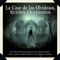 A poster depicting a spooky, abandoned house surrounded by a misty, eerie atmosphere
