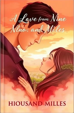 A romantic book cover titled 'A LOVE FROM NINE THOUSAND MILES'