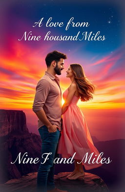 A romantic book cover for the title 'A LOVE FROM NINE THOUSAND MILES'