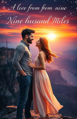 A romantic book cover for the title 'A LOVE FROM NINE THOUSAND MILES'