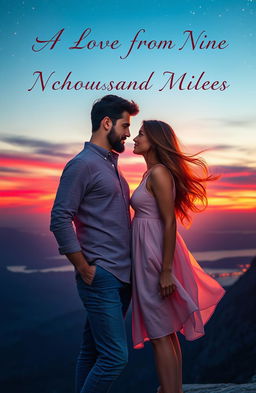 A romantic book cover for the title 'A LOVE FROM NINE THOUSAND MILES'