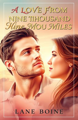 A romantic book cover for a novel titled 'A LOVE FROM NINE THOUSAND MILES'