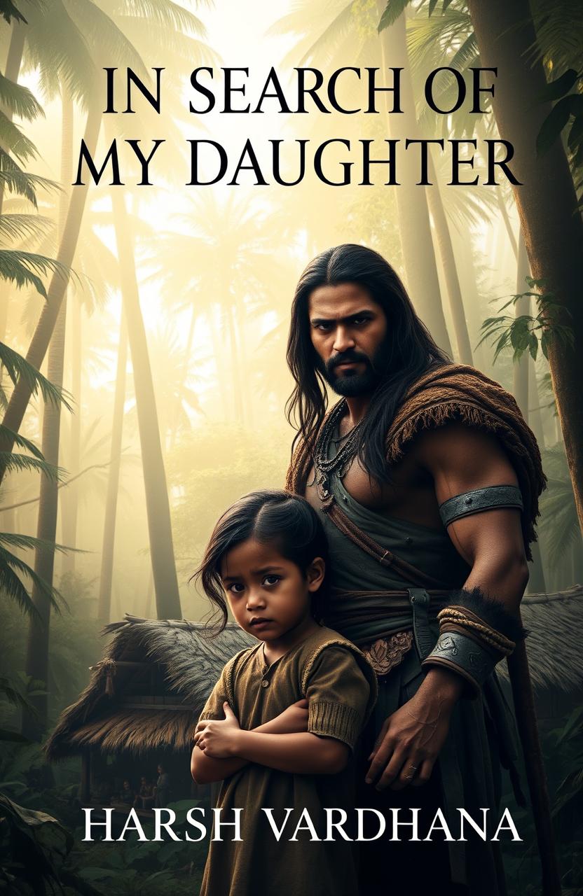 A captivating book cover for the novel 'IN SEARCH OF MY DAUGHTER' by HARSH VARDHANA