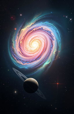 A breathtaking view of outer space featuring an explosion of colorful nebulae surrounded by twinkling stars