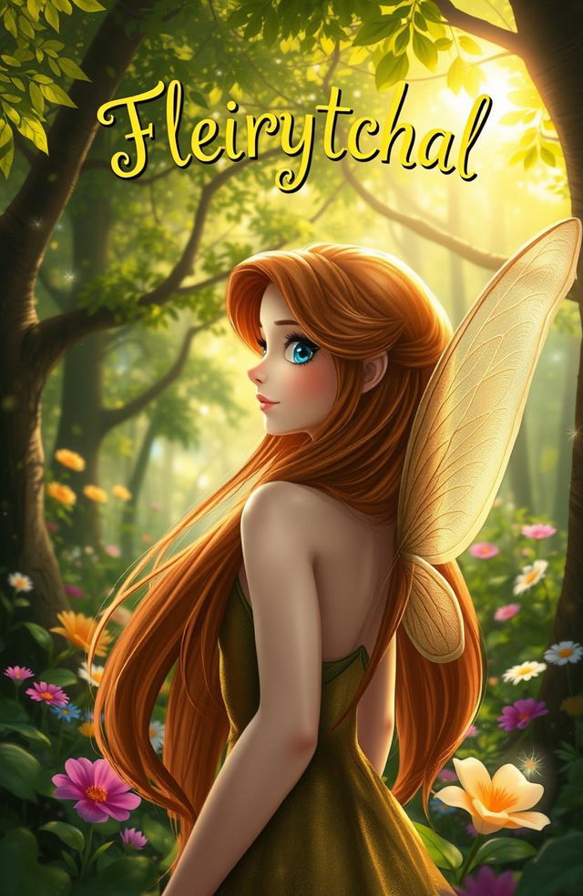 A beautiful fairy in an enchanting forest, depicted from the side