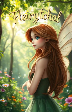 A beautiful fairy in an enchanting forest, depicted from the side