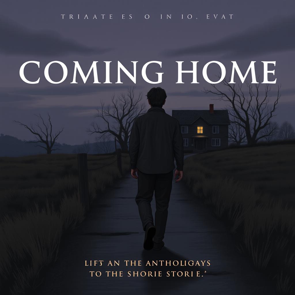 A book cover design for an anthology of short stories themed 'Coming Home'