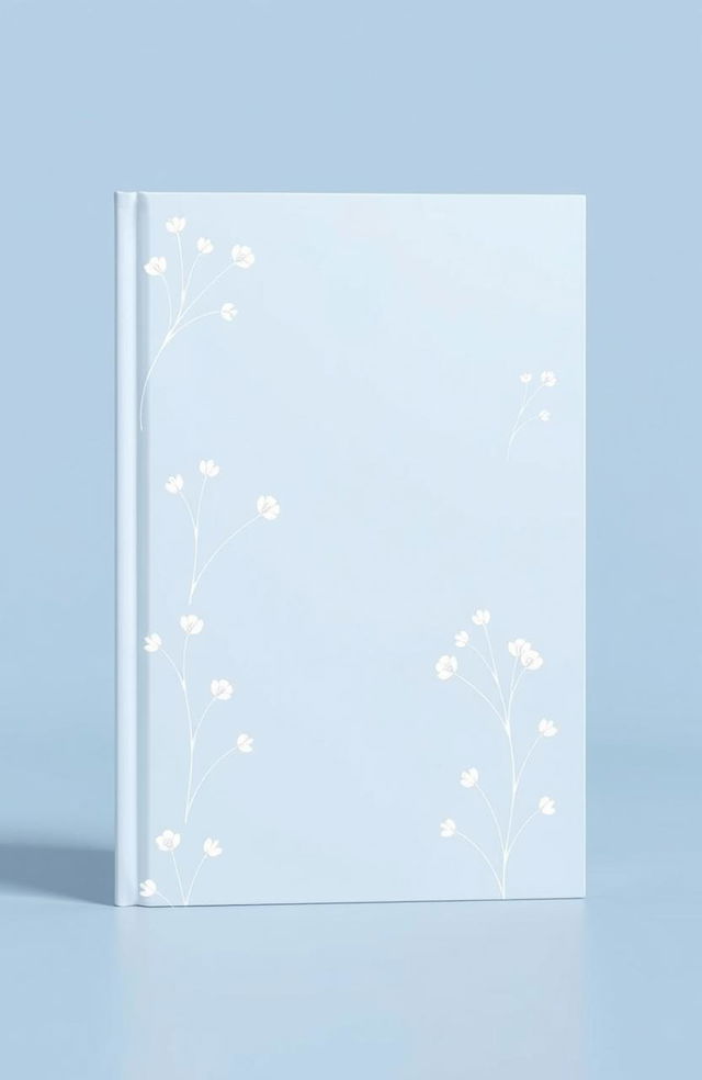 A light blue cover design featuring a delicate and minimalist aesthetic, incorporating soft flowing shapes and subtle floral elements in a repeating pattern