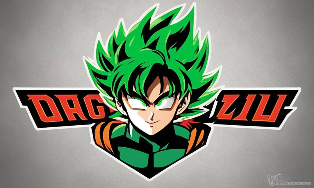 A logo inspired by Midoriya Izuku from My Hero Academia in Dragonball Z style