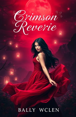 A captivating book cover design for a Wattpad novel titled "Crimson Reverie"
