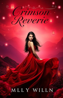 A captivating book cover design for a Wattpad novel titled "Crimson Reverie"