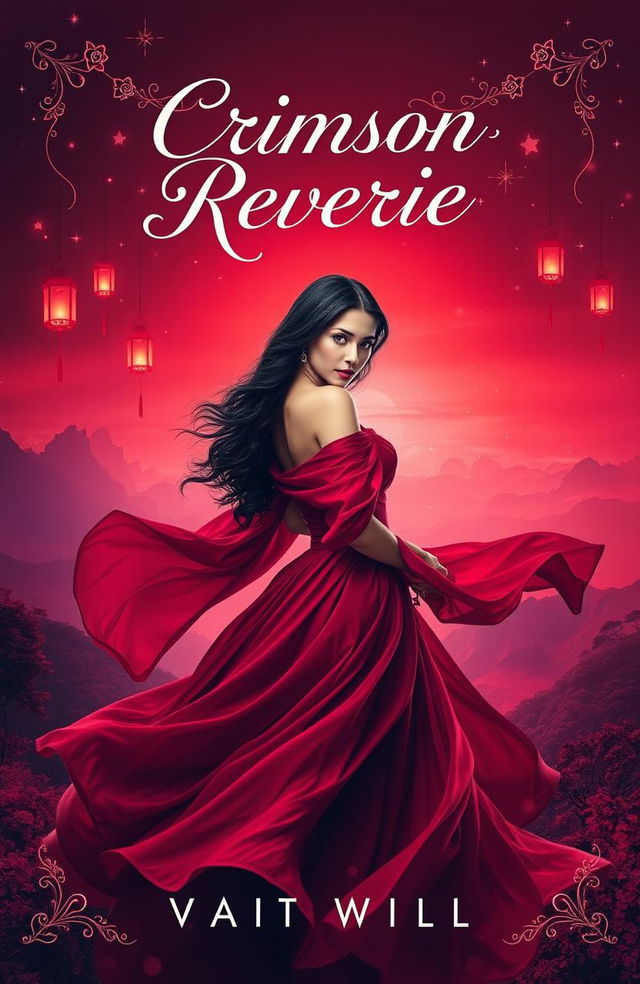 A captivating book cover design for a Wattpad novel titled "Crimson Reverie"