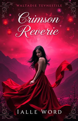 A captivating book cover design for a Wattpad novel titled "Crimson Reverie"