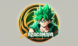 A logo inspired by Midoriya Izuku from My Hero Academia in Dragonball Z style