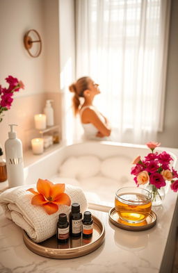 A serene and inviting scene depicting a personal care routine for women
