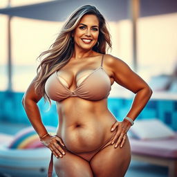 A mature woman with a voluptuous figure, showcasing her curves in a confident and empowering pose