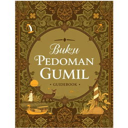 A visually appealing cover design for a guidebook titled 'Buku Pedoman Gumil'