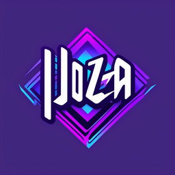 Vector logo for band 'Yoza', with edgy typography in electric blue and vibrant purple gradient, incorporating subtle musical elements into letter design