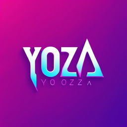 Vector logo for band 'Yoza', with edgy typography in electric blue and vibrant purple gradient, incorporating subtle musical elements into letter design