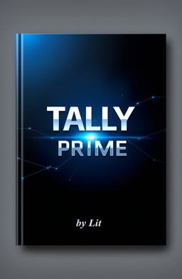 A captivating book cover design for 'Tally Prime' by Lit, featuring a sleek, modern look with a deep blue and silver color palette