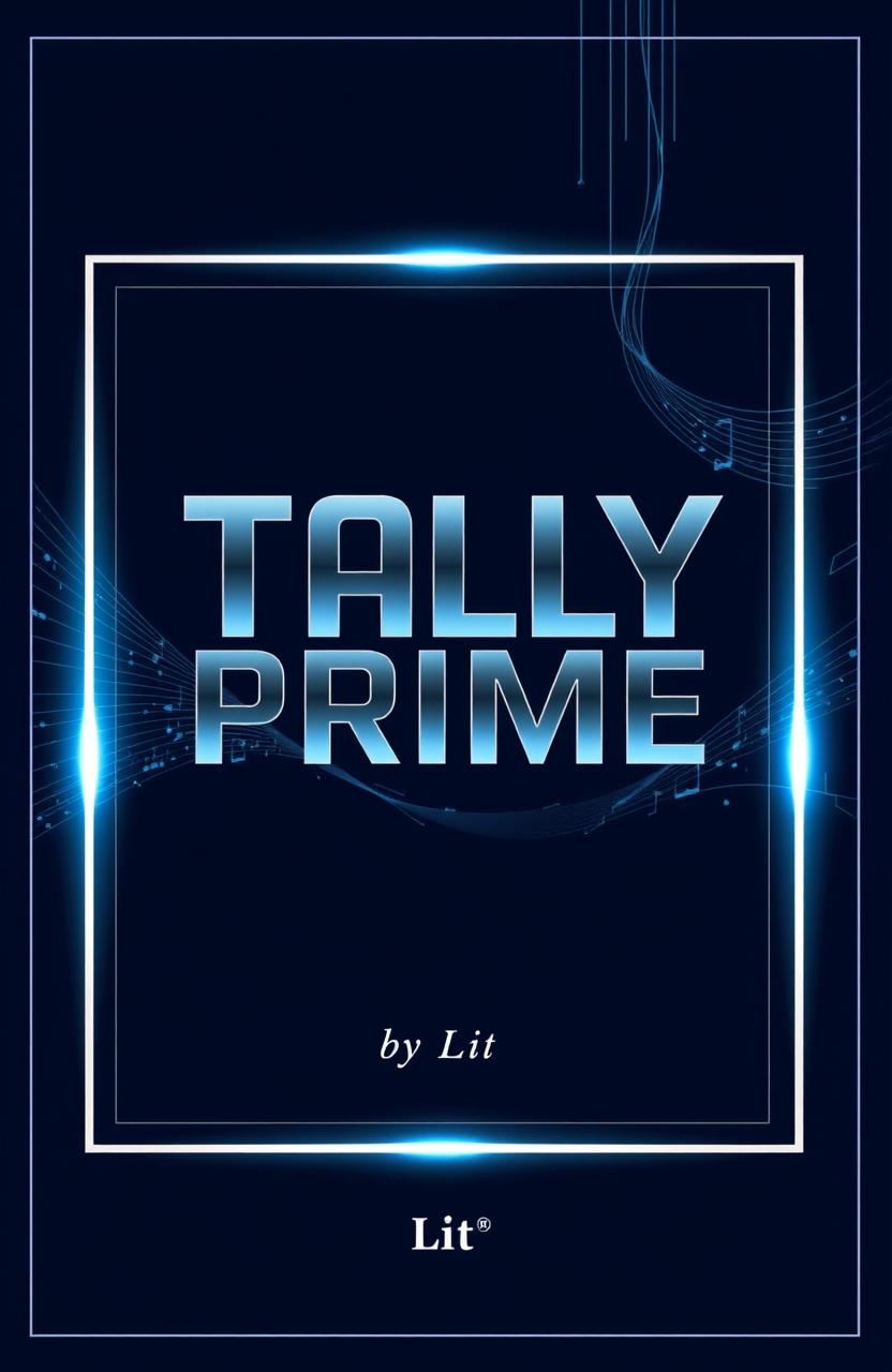 A captivating book cover design for 'Tally Prime' by Lit, featuring a sleek, modern look with a deep blue and silver color palette