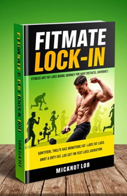 A visually striking book cover for 'Fitmate Lock-In' showcasing themes of fitness and fat loss