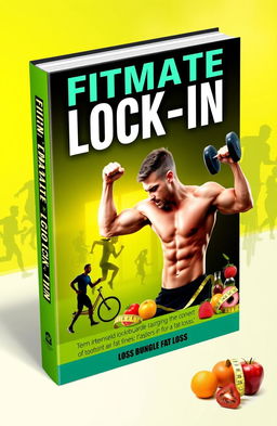 A visually striking book cover for 'Fitmate Lock-In' showcasing themes of fitness and fat loss