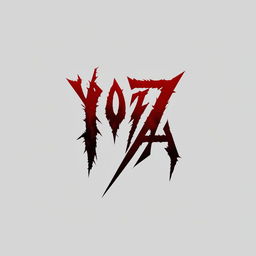 Emo metalcore band 'Yoza' logo in jagged, distressed typeface with black and blood red color scheme, incorporating subtle emo and metalcore iconography into letter design