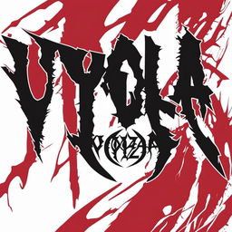 Emo metalcore band 'Yoza' logo in jagged, distressed typeface with black and blood red color scheme, incorporating subtle emo and metalcore iconography into letter design